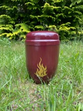 Urne bordeau motif flamme