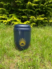 Urne Alu bleu à motif soleil couchant